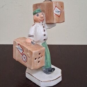 RARE Vintage Porter Bellhop Luggage 1 Piece Double Sided Salt N Pepper Shaker